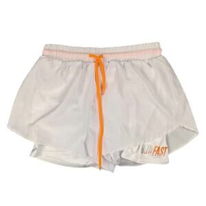 Women's White Running Shorts Size S | "RUN FAST" Print | Lightweight Athletic